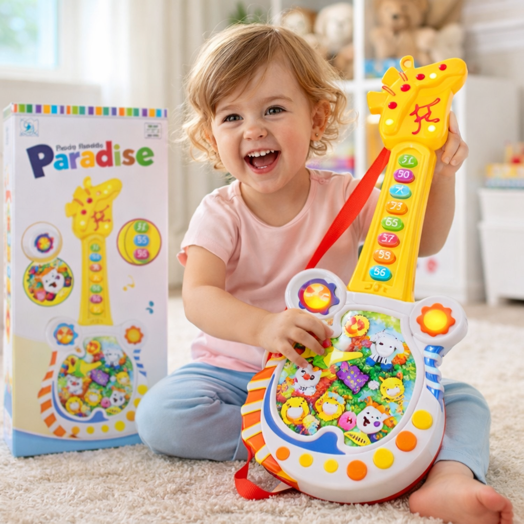 Interaktivna Muzička Gitara za Decu sa Svetlima i Zvukom 🎸✨